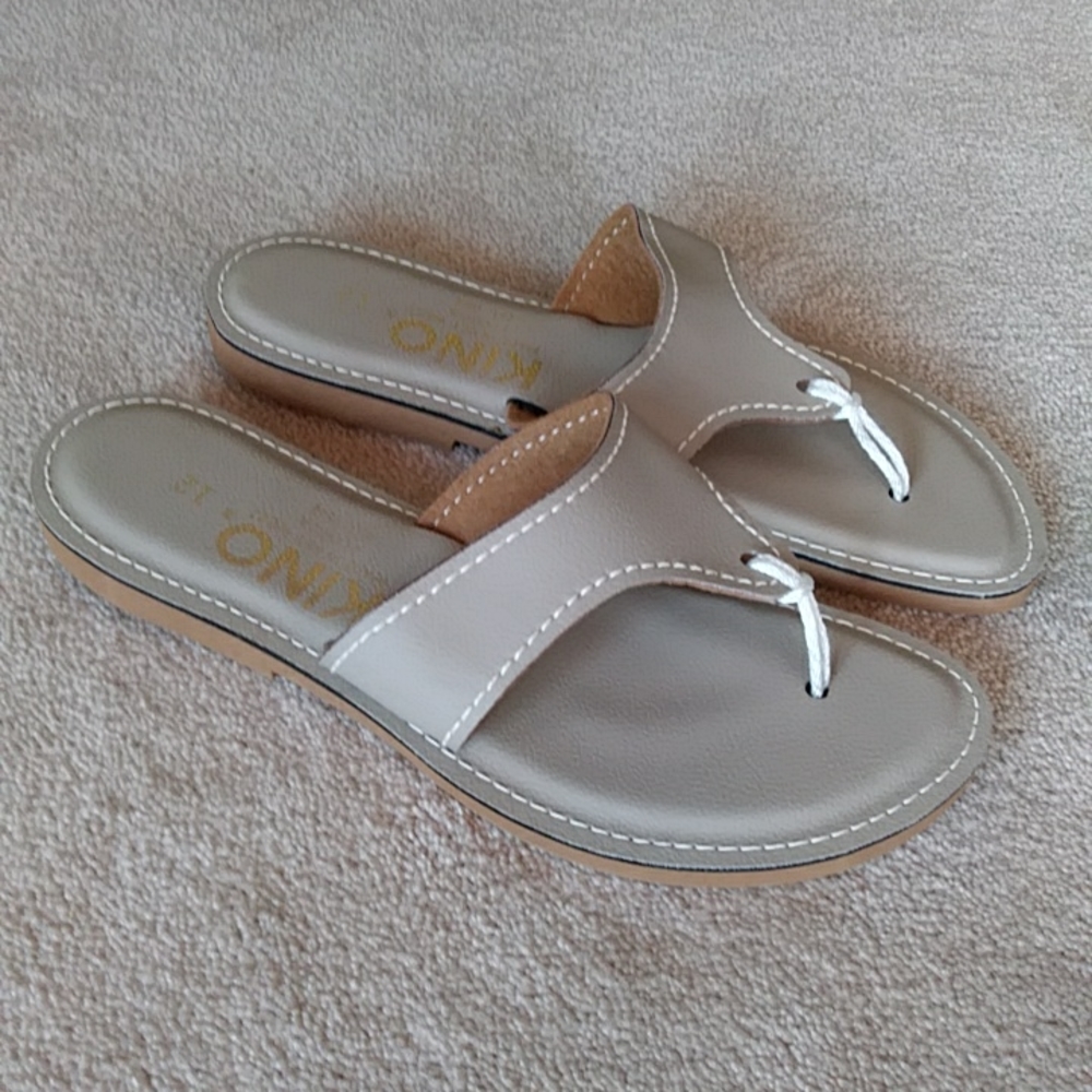 Kino Leather Key West Thong Sandals Flip Flops Key West, Florida 12 Gray